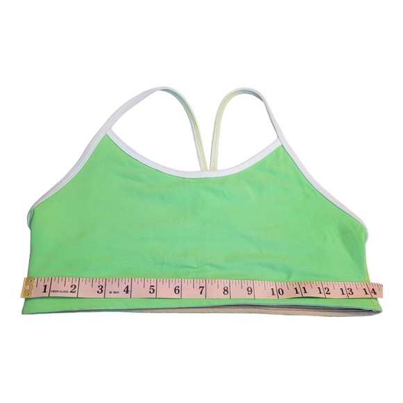Lululemon Flow Y Bra IV Neon Green White Size 8 Racerback Sports Bra EUC - Picture 16 of 16
